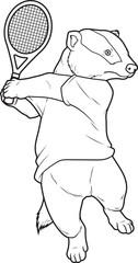 Badger Tennis Tennis racket Animal Vector Graphic Art Illustration