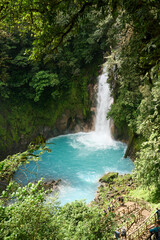 Fototapeta premium Alajuela Province, Costa Rica - November 19, 2024 - the Celeste river in the Tenorio Volcano National Park