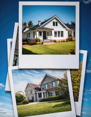 Residential houses collage representing different architectural styles for real estate market.