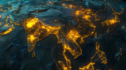 Obraz premium world map, a satellite view of the Earth showcasing glowing effect, logistic