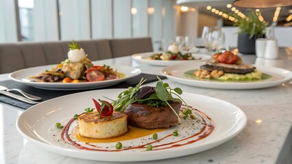 "Elegance on a Plate: A Showcase of Gourmet Dining"
"Culinary Masterpieces: The Art of Fine Dining"
"Plated Perfection: A Celebration of Flavor and Design"
"Haute Cuisine in a Luxurious Setting"
