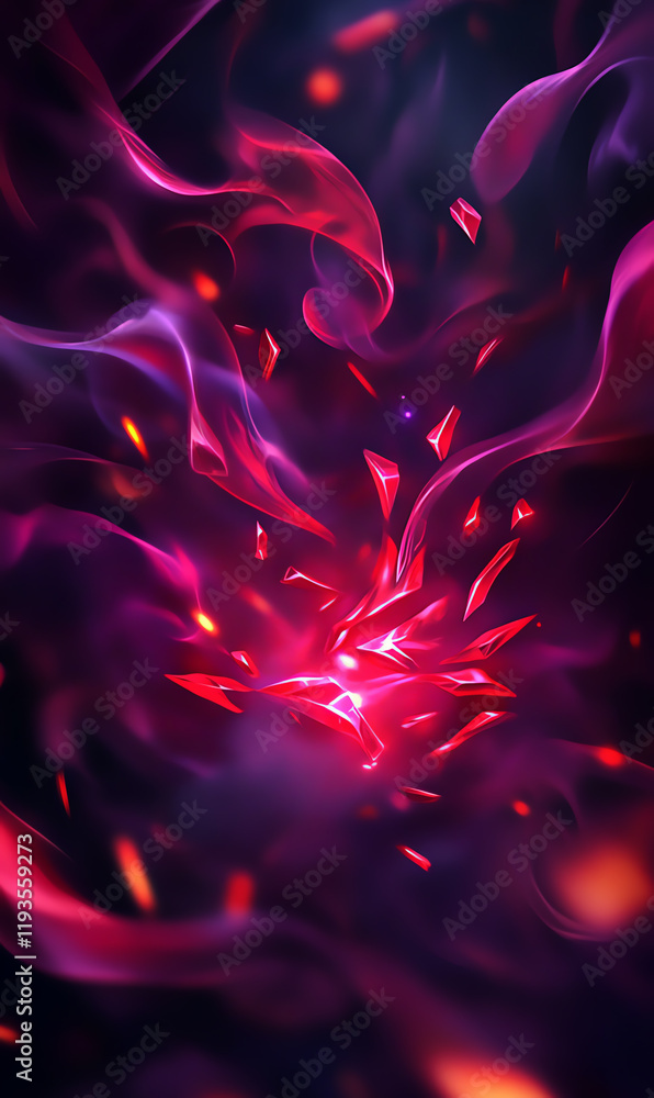Poster vibrant abstract image depicting swirling colors and shapes, creating a captivating visual experienc