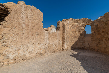 The ruins of the Byzantine Church on Masada in the Judean Desert in Israel.
