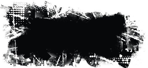 Grunge textured banner with rough edges. Halftone dots texture. Overlay grunge texture . Simply place texture over any object to create grunge effect . Banner with scratched surface for your design. 