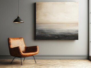 Simple yet elegant square canvas hanging on the wall in a minimalist room, providing a perfect spot for a personalized art display.