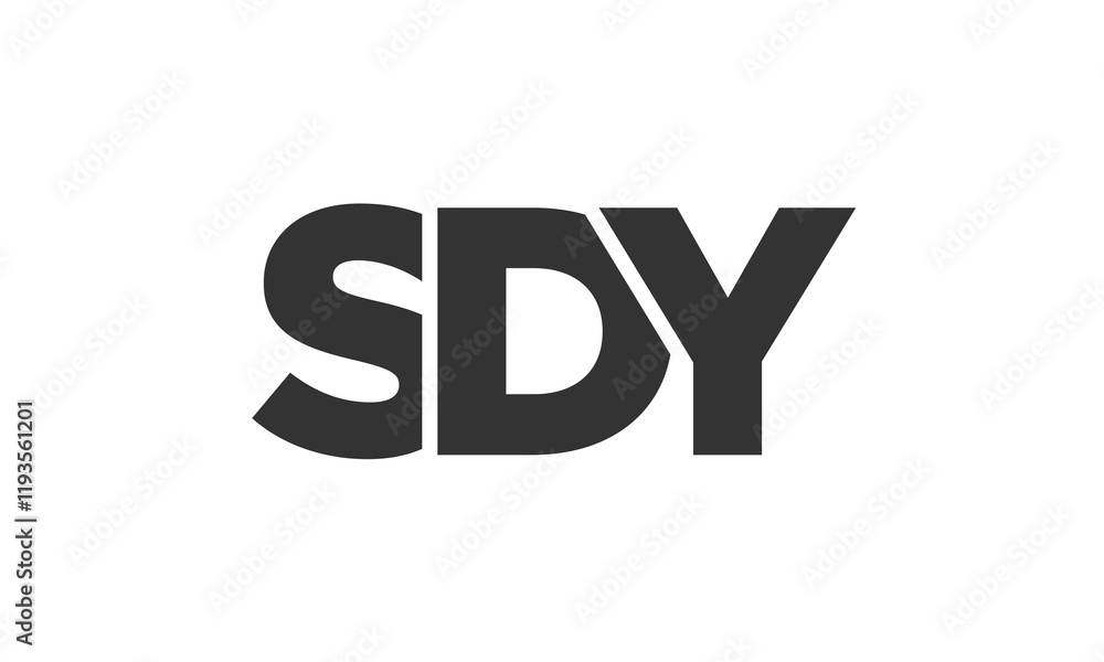Poster sdy logo design template with strong and modern bold text. initial based vector logotype featuring s