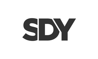 SDY logo design template with strong and modern bold text. Initial based vector logotype featuring simple and minimal typography. Trendy company identity.