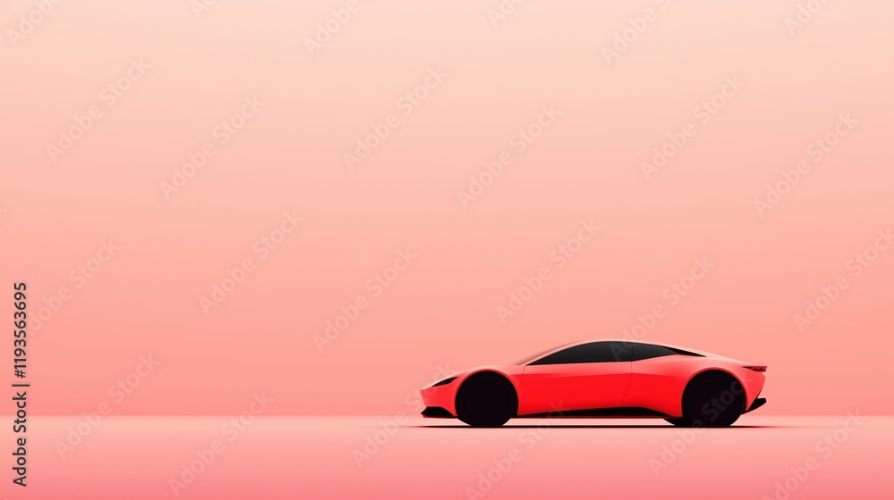 Poster futuristic red car on minimalist gradient background with ai generated design for modern automotive 