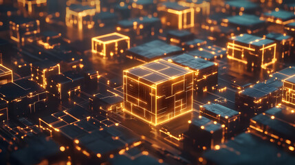 
An interconnected logistics network glowing with active trade hubs and parcel movement