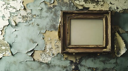 Antique Frame Against Peeling Wall Surface