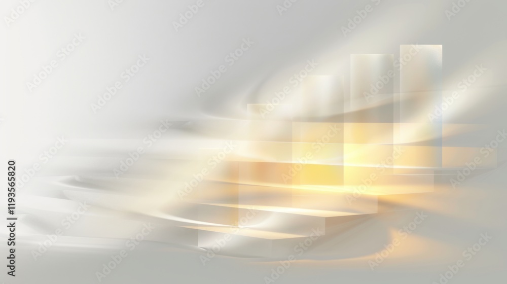 Poster abstract background with soft gradients and geometric shapes, featuring translucent bars and flowing