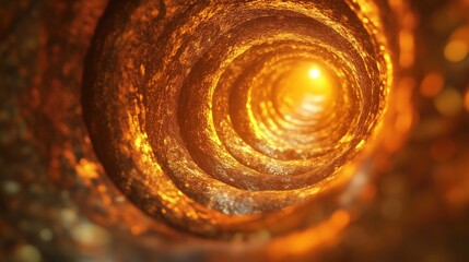 A mesmerizing digital tunnel illuminated by a warm golden light, creating a sense of depth and...