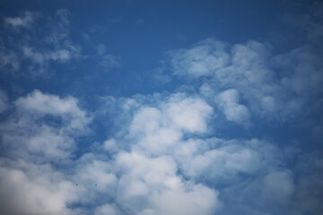 Tranquil Blue Sky with Fluffy White Clouds on a Sunny Day