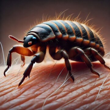 Mite sitting on the skin, acarid 