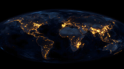 A satellite view of Earth with glowing trade routes showing the global flow of parcels