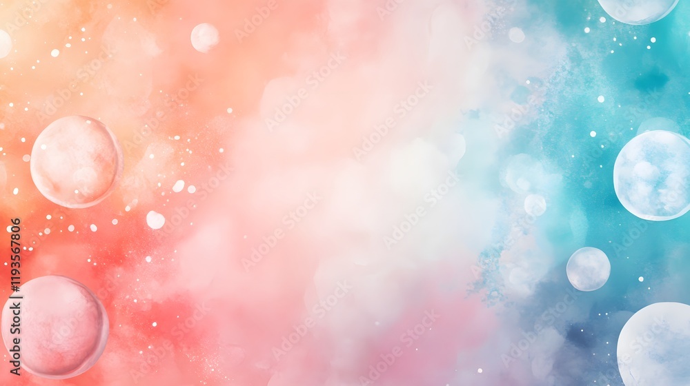 Poster pastel celestial abstract background with floating orbs