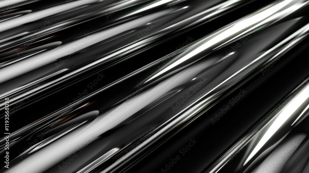 Aufkleber shiny metallic surface with reflective black and silver lines creating sleek appearance. smooth text