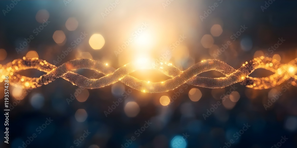 Aufkleber a glowing, intertwined pattern resembling a chain or strand with a soft bokeh background and radiant