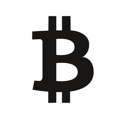 Bitcoin sign in black on transparent background. Vector illustration.