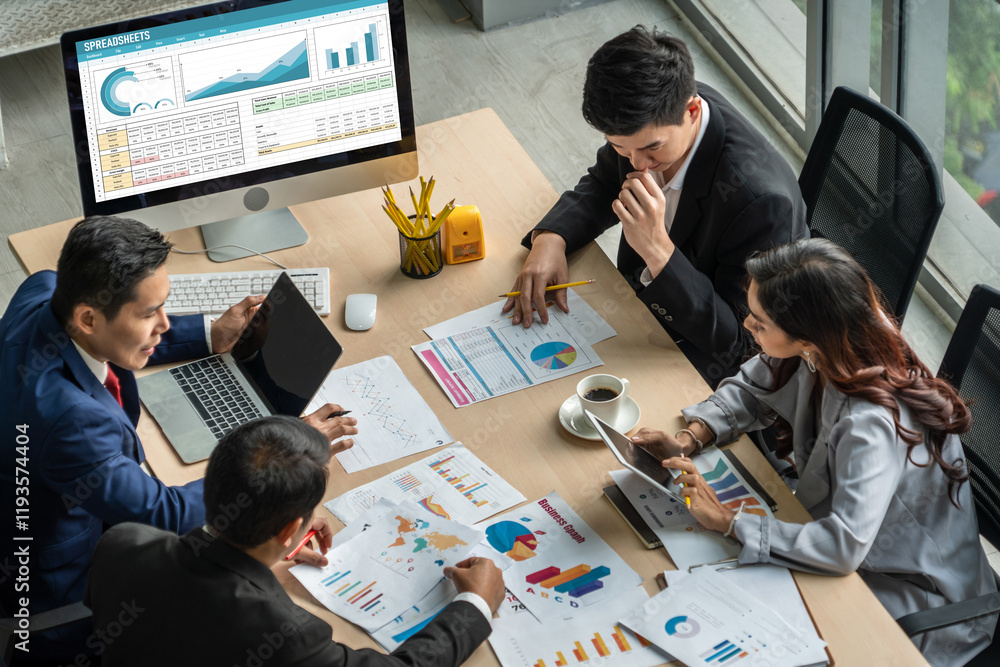 Poster spreadsheet document information financial startup concept. data and graphs in spreadsheet documents