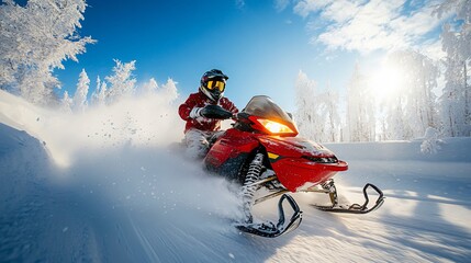 fast driving on a snowmobile