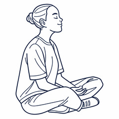 Line art of a person meditating