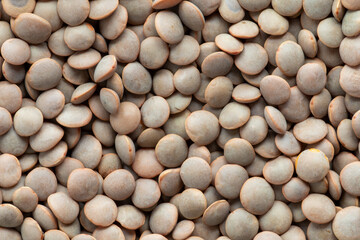 Raw brown lentils as an background texture. 
