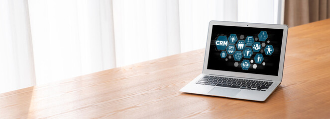 Customer relationship management system on modish computer for CRM business and enterprise