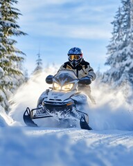 fast driving on a snowmobile