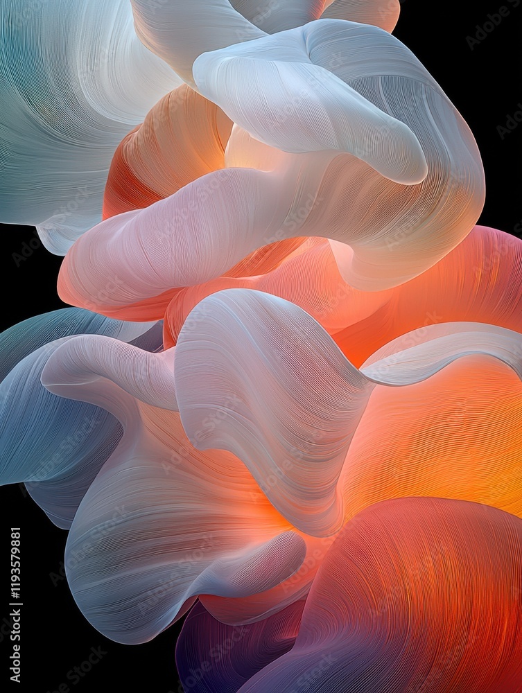 Poster translucent orbs glowing in soft overlapping layers abstract art dark background close-up view ether