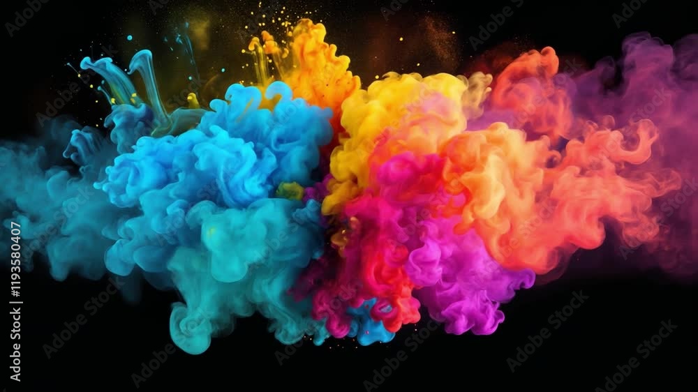 Aufkleber chromatic symphony: a vibrant abstract design of swirling, colorful ink, exploding in a kaleidoscope