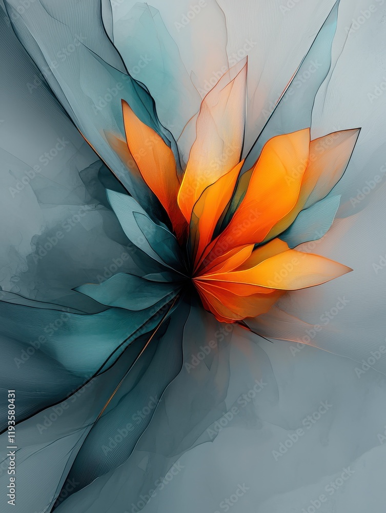 Aufkleber explosive geometric shards in a storm abstract art digital creation vibrant colors dynamic perspecti