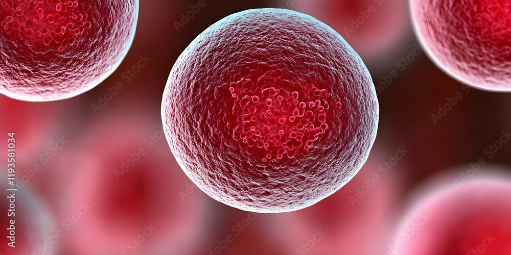 Poster a close-up view of red blood cells, showcasing their circular shape and texture under a microscope. 