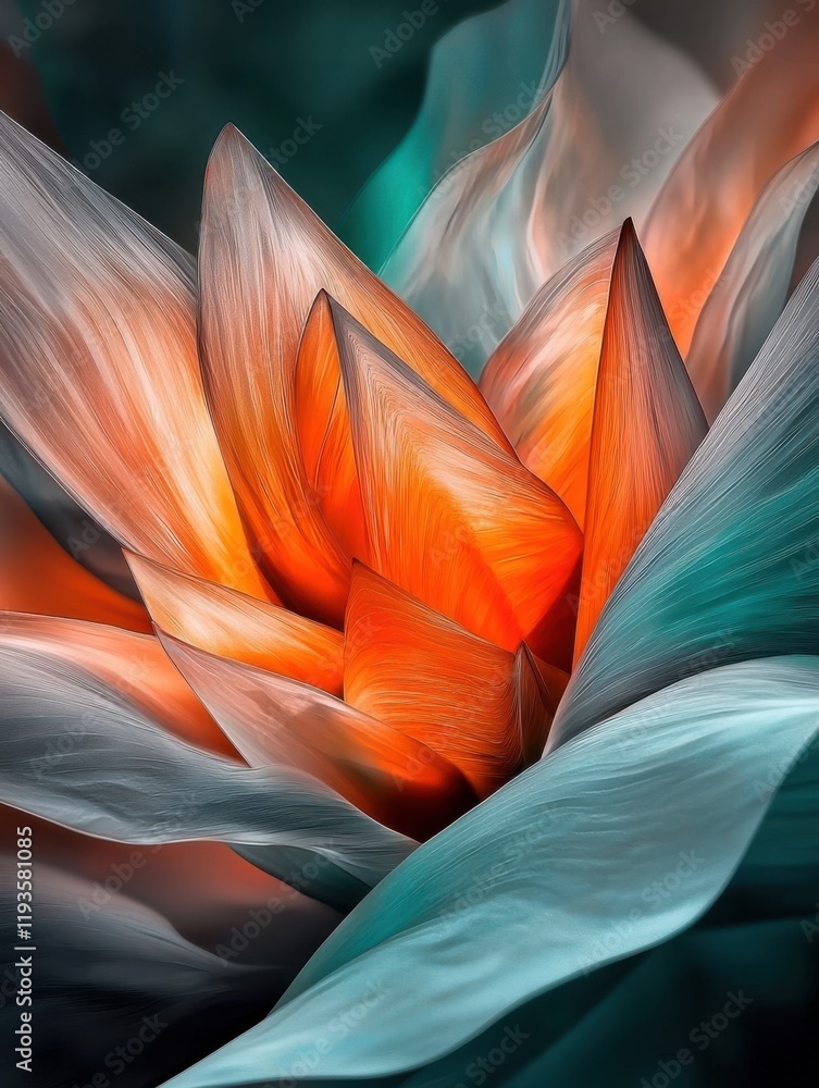 Poster explosive geometric shards erupting from a glowing flower nature digital art abstract environment cl