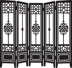 Folding Screen icon silhouette vector with white background