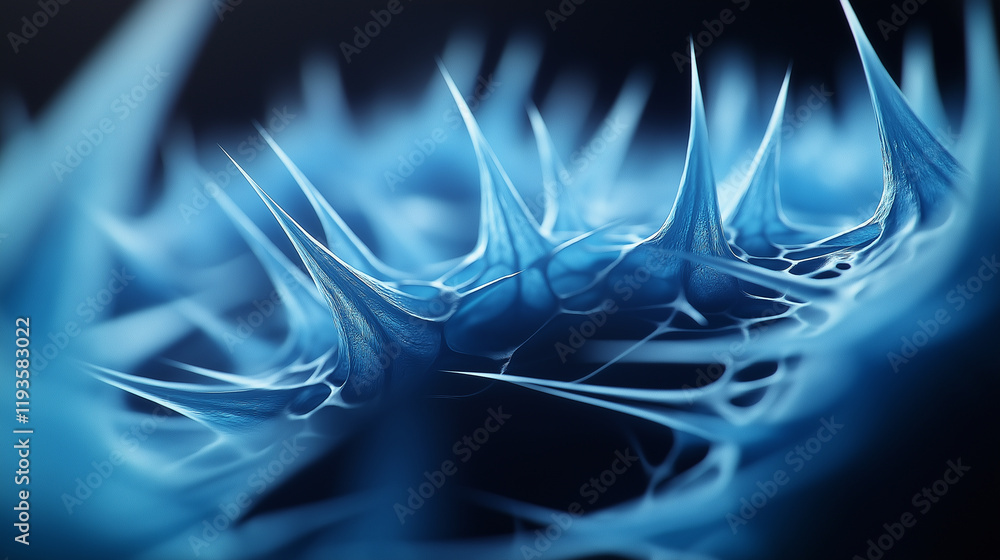Poster close-up of glowing blue neuron structures, representing the complexity of the human brain and neura