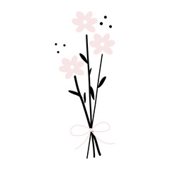 Abstract Three Flowers In A Bunch Tied With A Bow Ribbon