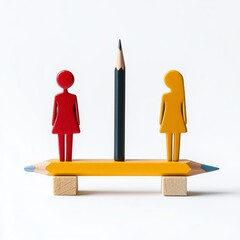 Balance between creativity and collaboration represented through playful figures and colored...