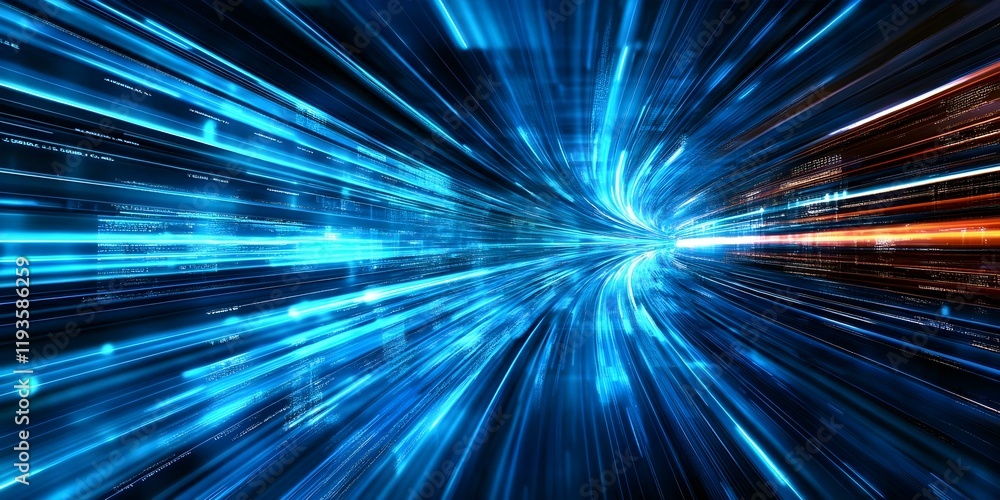 Aufkleber a digital abstraction featuring blue and white lines radiating outward, creating a sense of speed an