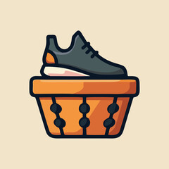 Stylized Sneaker on a Basketball Hoop – Vector Sports Illustration