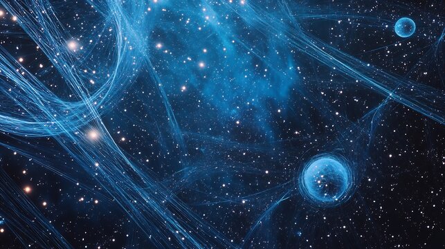 Stellar backdrops highlighting multiverse representations cosmic strings theoretical astrophysical concepts in vivid detail