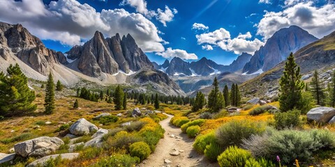 Fototapeta premium Majestic Eastern Sierra Hiking Trail: John Muir Wilderness Panorama