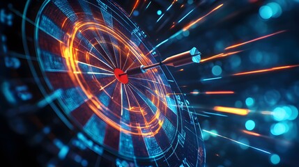 Dart Striking Digital Target Center Achieving Success