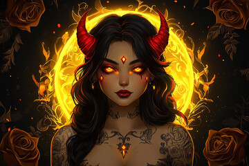 A tattoo design of the devil woman