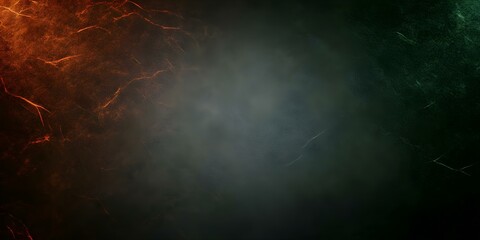 A textured background with abstract swirling patterns in dark green and fiery orange tones. Concept Textured Background, Abstract Patterns, Dark Green Tones, Fiery Orange Hues, Artistic Design