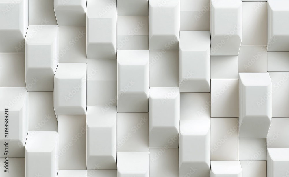 Poster abstract white 3d cubes creating a textured surface with a modern and symmetrical design.