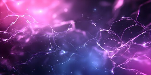 A vibrant abstract representation of interconnected energy or cosmic strands, featuring shades of pink and blue with a soft glow. Concept Vibrant Abstract Art, Interconnected Energy, Cosmic Strands