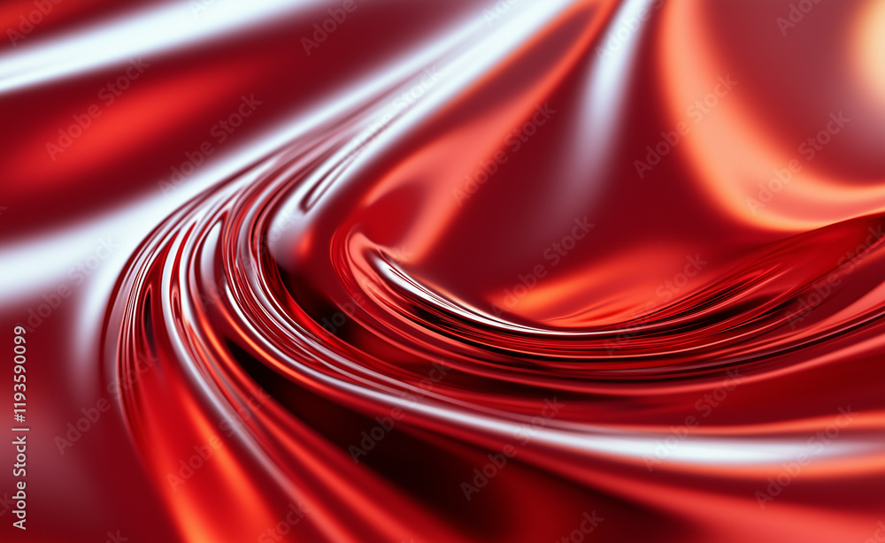 Aufkleber a close-up of a red liquid ripple pattern with smooth reflections, evoking calmness and abstract bea