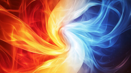 Naklejka premium Abstract swirling fire and ice design in vibrant colors