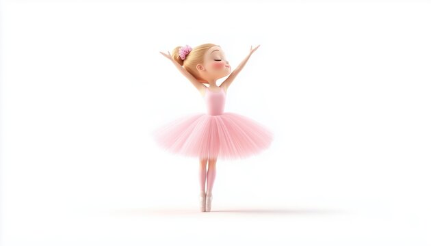 Beautiful Ballerina In Pink Tutu Gracefully Standing On Toes In Sixth Position, With Hands Raised, Embodying The Elegance Of Classical Ballet.
